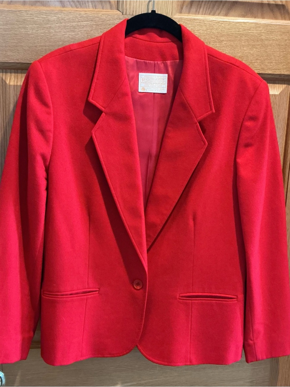 Vintage 70s 80s Pendleton Red Wool Blazer Women’s 16 Made in USA